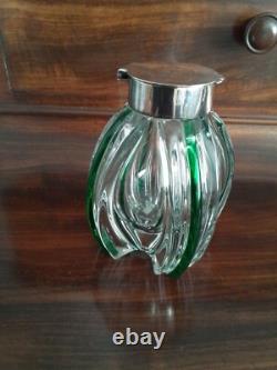 Art Nouveau Stuart & Sons Green Trailed Glass Inkwell