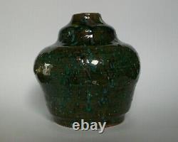 Art Nouveau Studio Pottery Vase Terracotta with Splash Glaze 20th Century