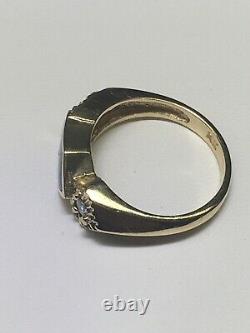 Art Nouveau Style 14K Yellow Gold Opal Inlay and Diamond Ring (Size 7 1/4)