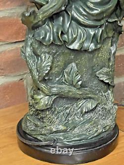 Art Nouveau Style Bronze Effect 3 Light Lamp With Lilly Glass Shades