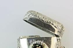 Art Nouveau Style Female Green Ivy Head Dress Enamel Silver Match Vesta Case