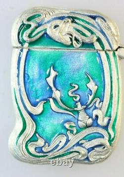 Art Nouveau Style Mermaid Blue green Silver Plated Vesta Lobster Liberty Style
