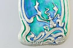 Art Nouveau Style Mermaid Blue green Silver Plated Vesta Lobster Liberty Style