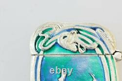 Art Nouveau Style Mermaid Blue green Silver Plated Vesta Lobster Liberty Style