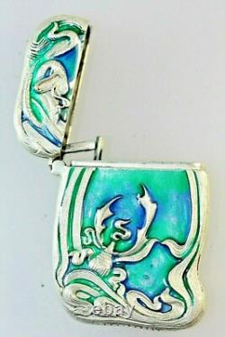 Art Nouveau Style Mermaid Blue green Silver Plated Vesta Lobster Liberty Style