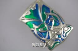 Art Nouveau Style Silver Blue Green Enamel Match Case Vesta
