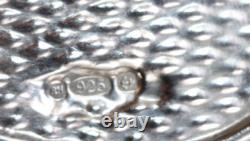 Art Nouveau Style Silver Frame Blue Green Enamel Flowers & Ribbons