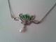 Art Nouveau Swan Necklace With Green Enamel Opal And Pearl Silver Jewelry New
