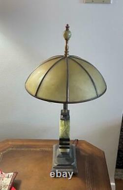 Art Nouveau Table Lamp Art Deco Onyx Lamp Glass Finial Dual Sockets