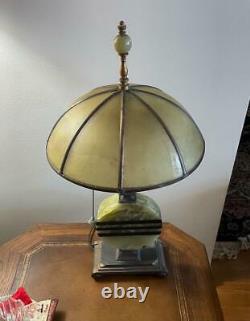 Art Nouveau Table Lamp Art Deco Onyx Lamp Glass Finial Dual Sockets