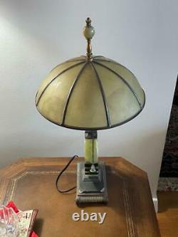 Art Nouveau Table Lamp Art Deco Onyx Lamp Glass Finial Dual Sockets