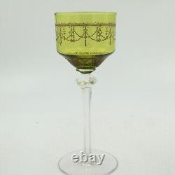 Art Nouveau Theresienthal Wine Glass Green Bowl Gilt Decorations, 1900s