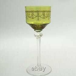 Art Nouveau Theresienthal Wine Glass Green Bowl Gilt Decorations, 1900s