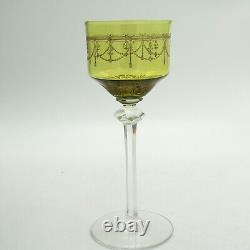 Art Nouveau Theresienthal Wine Glass Green Bowl Gilt Decorations, 1900s