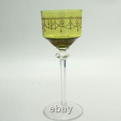 Art Nouveau Theresienthal Wine Glass Green Bowl Gilt Decorations, 1900s