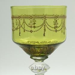 Art Nouveau Theresienthal Wine Glass Green Bowl Gilt Decorations, 1900s