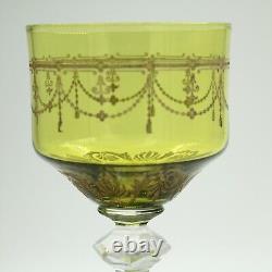 Art Nouveau Theresienthal Wine Glass Green Bowl Gilt Decorations, 1900s