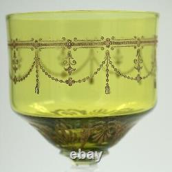 Art Nouveau Theresienthal Wine Glass Green Bowl Gilt Decorations, 1900s