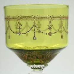 Art Nouveau Theresienthal Wine Glass Green Bowl Gilt Decorations, 1900s