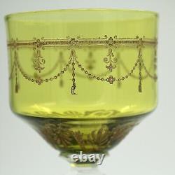 Art Nouveau Theresienthal Wine Glass Green Bowl Gilt Decorations, 1900s