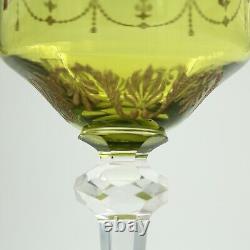 Art Nouveau Theresienthal Wine Glass Green Bowl Gilt Decorations, 1900s