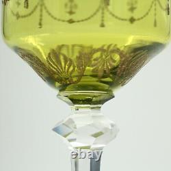 Art Nouveau Theresienthal Wine Glass Green Bowl Gilt Decorations, 1900s