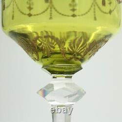 Art Nouveau Theresienthal Wine Glass Green Bowl Gilt Decorations, 1900s