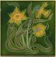Art Nouveau Tile Green Daffodils Henry Richards Tile Company C1907 Ae5