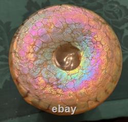 Art Nouveau Unsigned Loetz Iridescent Oil Spot Gold Green Art Glass CANDLE LAMP