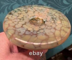 Art Nouveau Unsigned Loetz Iridescent Oil Spot Gold Green Art Glass CANDLE LAMP
