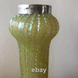 Art Nouveau Vase Poss. Loetz or Kralik with English Sterling Silver Rim 1906