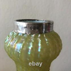 Art Nouveau Vase Poss. Loetz or Kralik with English Sterling Silver Rim 1906