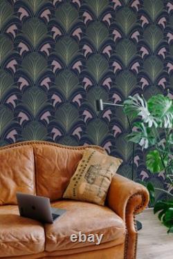 Art Nouveau Vintage Green Blue Wallpaper Peel & Stick or Paste Wall Mural Panel