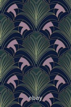 Art Nouveau Vintage Green Blue Wallpaper Peel & Stick or Paste Wall Mural Panel