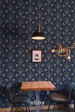 Art Nouveau Vintage Green Blue Wallpaper Peel & Stick or Paste Wall Mural Panel