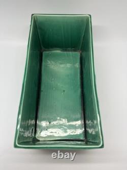 Art Nouveau Vintage Green Lotus Scene Pottery Jardiniere Pot Planter