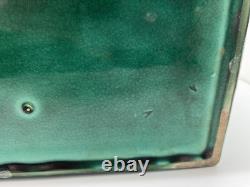 Art Nouveau Vintage Green Lotus Scene Pottery Jardiniere Pot Planter