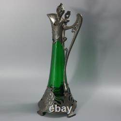 Art Nouveau WMF Claret Jug with Green Glass Liner