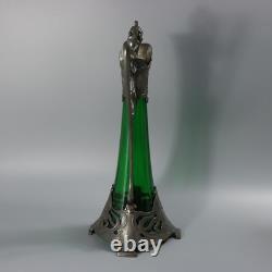 Art Nouveau WMF Claret Jug with Green Glass Liner