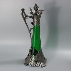 Art Nouveau WMF Claret Jug with Green Glass Liner