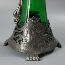 Art Nouveau WMF Claret Jug with Green Glass Liner