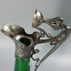 Art Nouveau WMF Claret Jug with Green Glass Liner