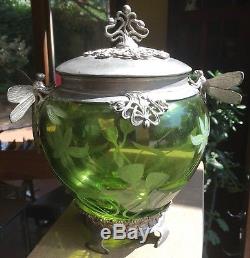 Art Nouveau WMF Dragonfly Buiscut Jar