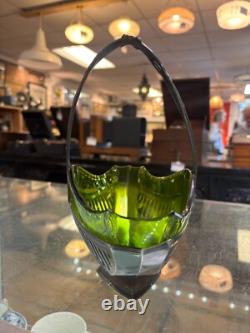 Art Nouveau WMF Silver Plated Basket Centre Piece With Green Glass Liner