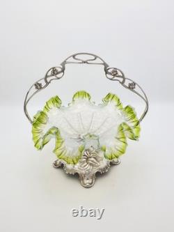 Art Nouveau WMF Silver Plated Centrepiece With Green Vaseline Glass circa 1900