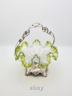 Art Nouveau WMF Silver Plated Centrepiece With Green Vaseline Glass circa 1900