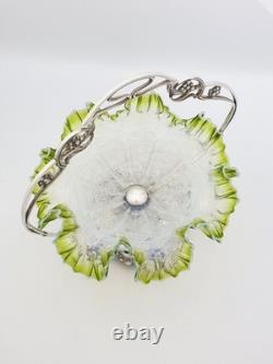 Art Nouveau WMF Silver Plated Centrepiece With Green Vaseline Glass circa 1900