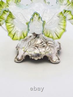 Art Nouveau WMF Silver Plated Centrepiece With Green Vaseline Glass circa 1900