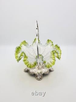 Art Nouveau WMF Silver Plated Centrepiece With Green Vaseline Glass circa 1900