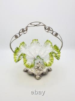 Art Nouveau WMF Silver Plated Centrepiece With Green Vaseline Glass circa 1900